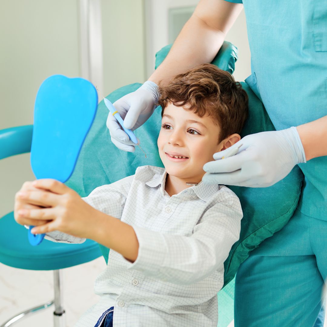 Happy child at the dentist